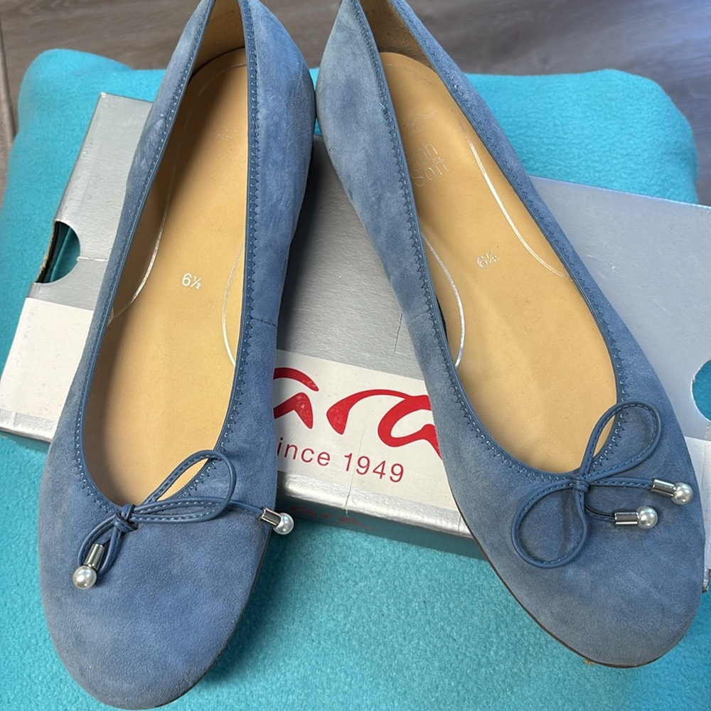 Ara sky blue suede flats - Picture 2 of 7